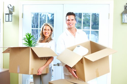 Customer receiving belongings from a removal truck